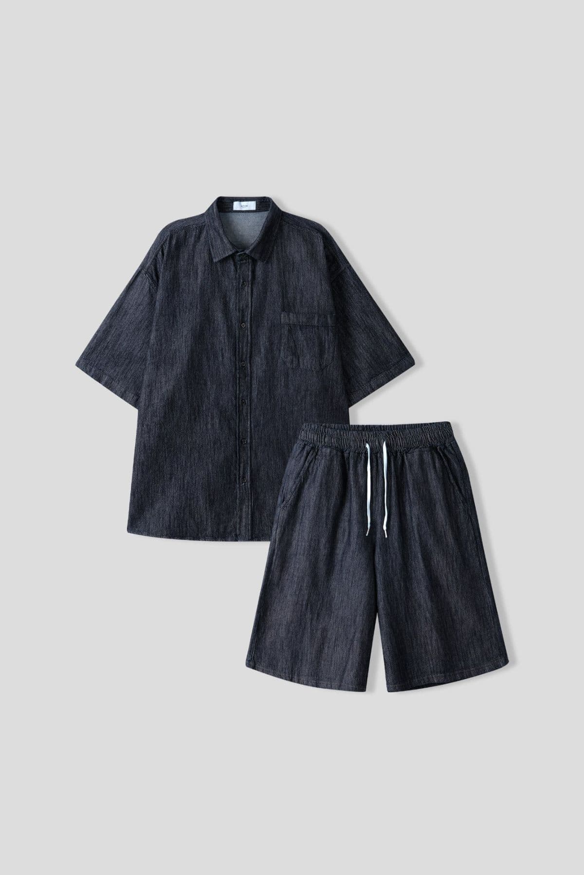 denim wide short-sleeve shirt - 이미지 9