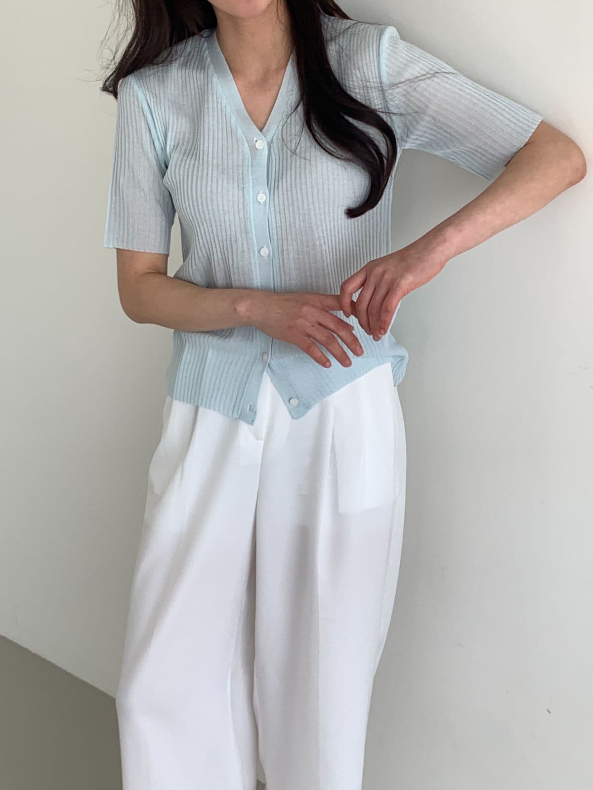 Mohico rib short sleeve Y - 이미지 1