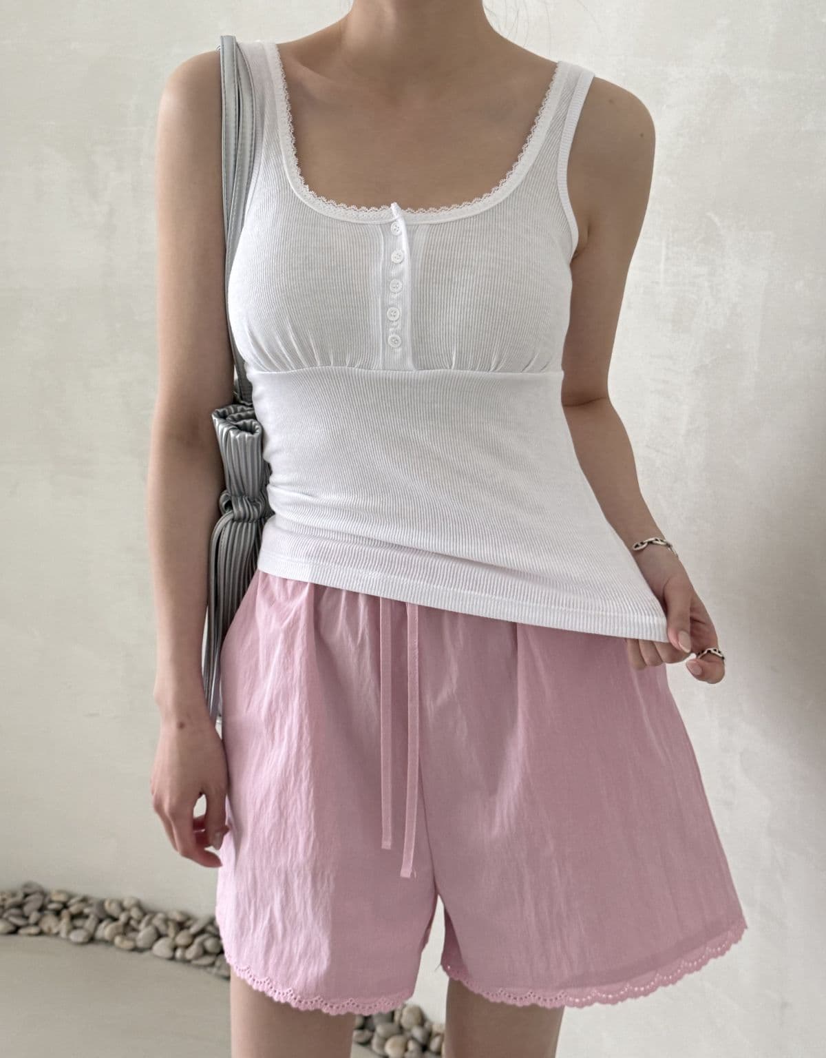 Henry Neck Shirring TOP - 이미지 4