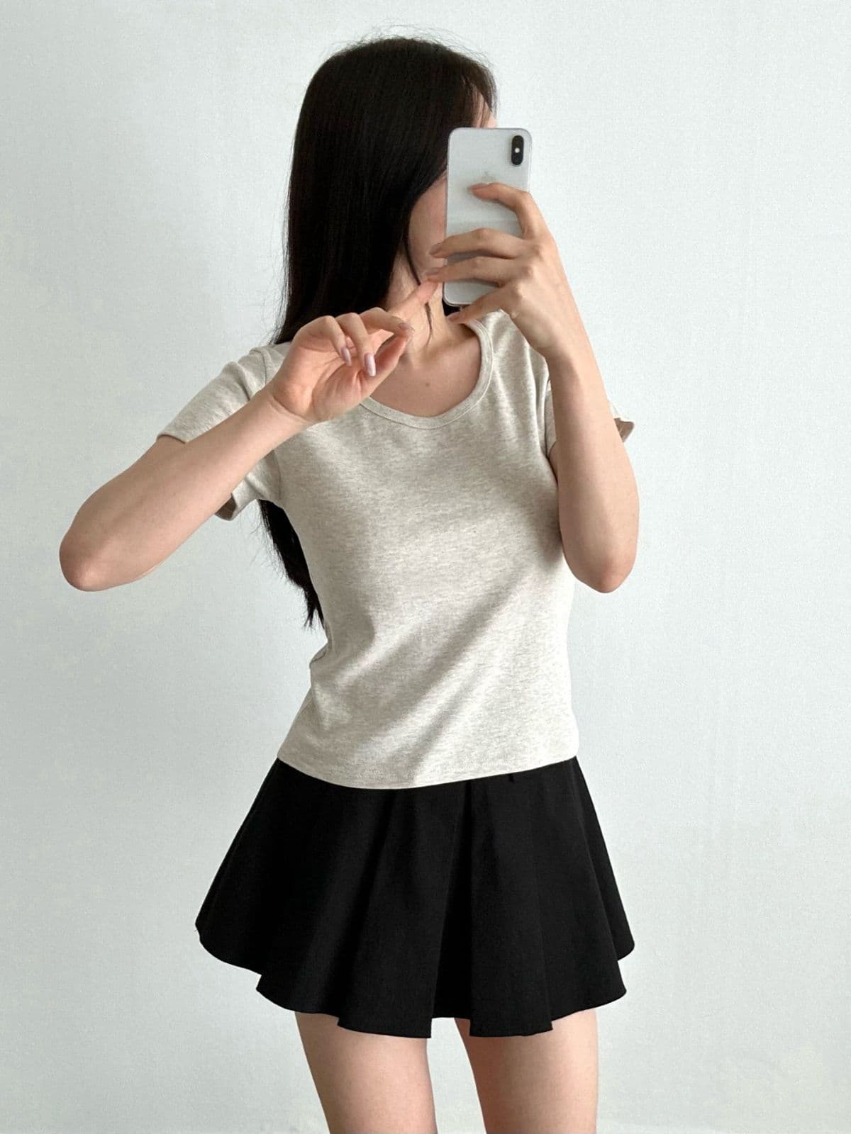 Scroop neck short sleeve T-shirt - 이미지 3