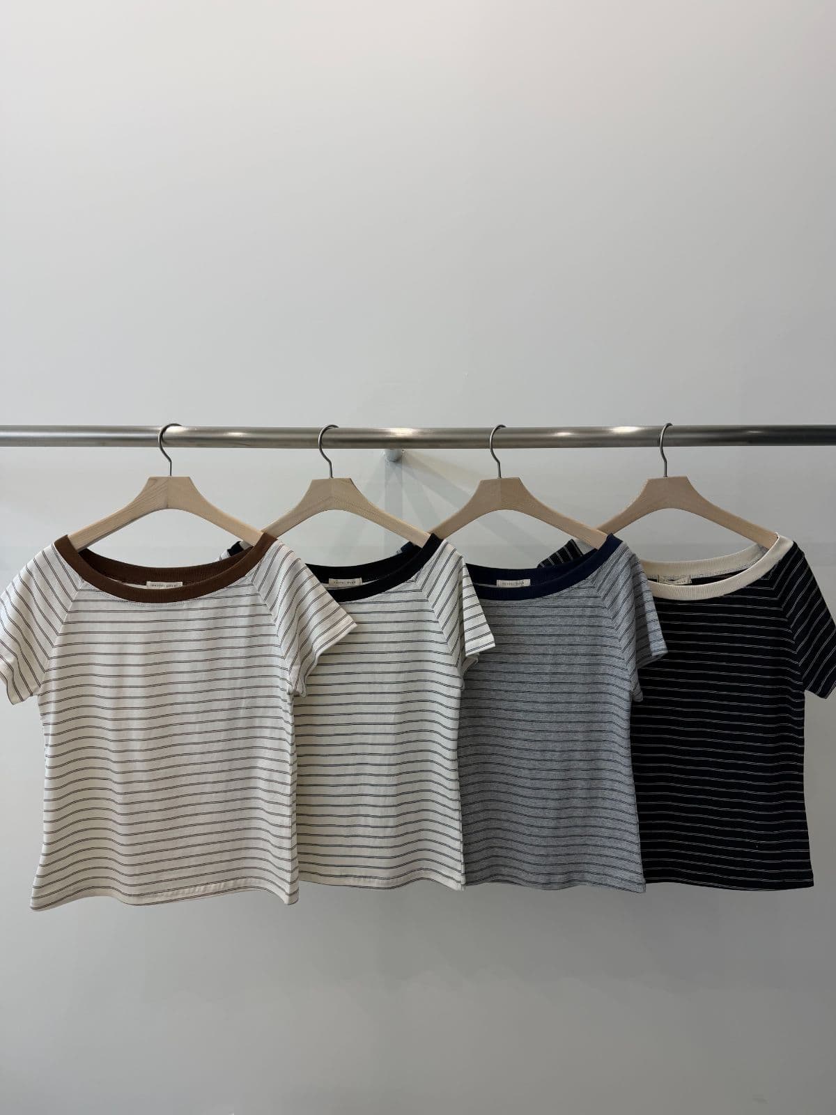 Celine boat neck striped short sleeve T-shirt - 이미지 1