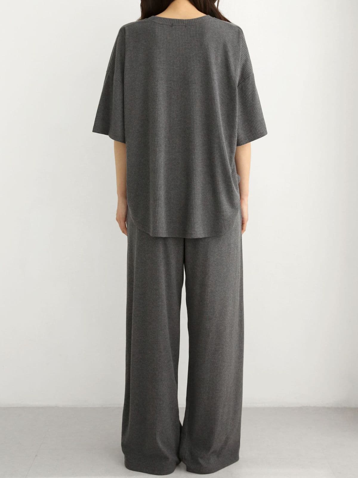 Ribbed U-neck Pants Set - 이미지 4