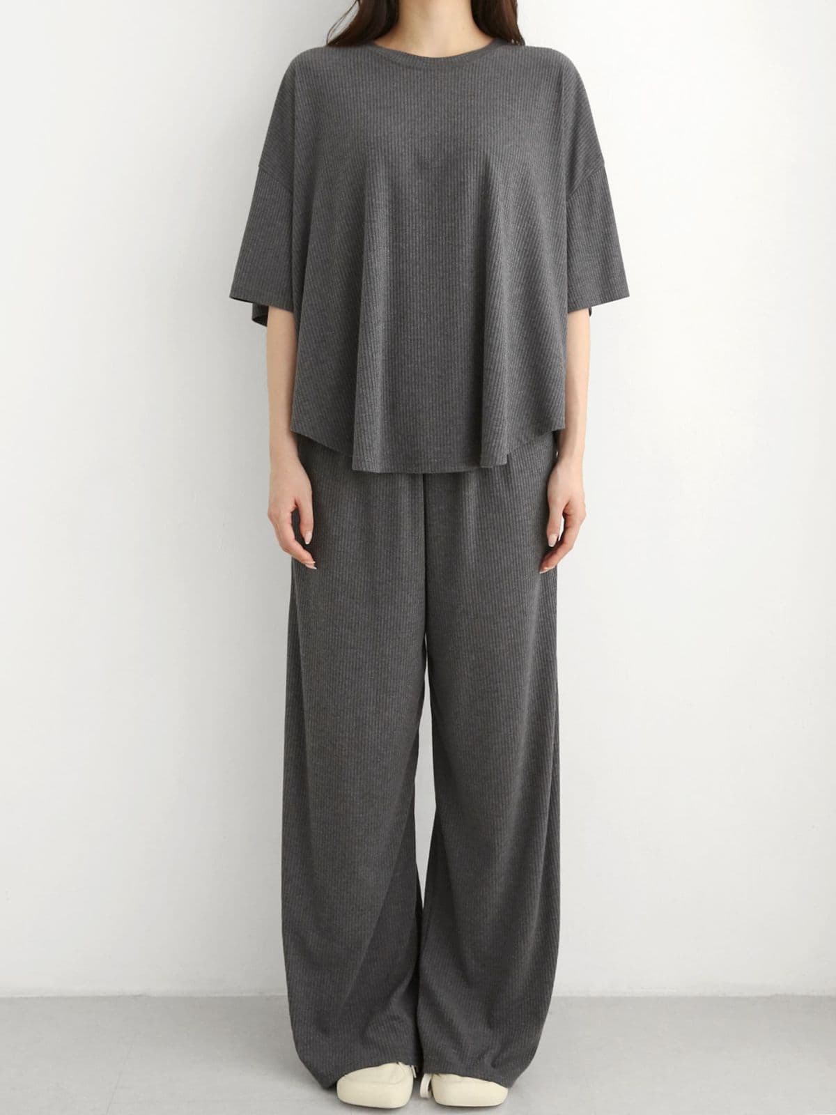 Ribbed U-neck Pants Set - 이미지 5
