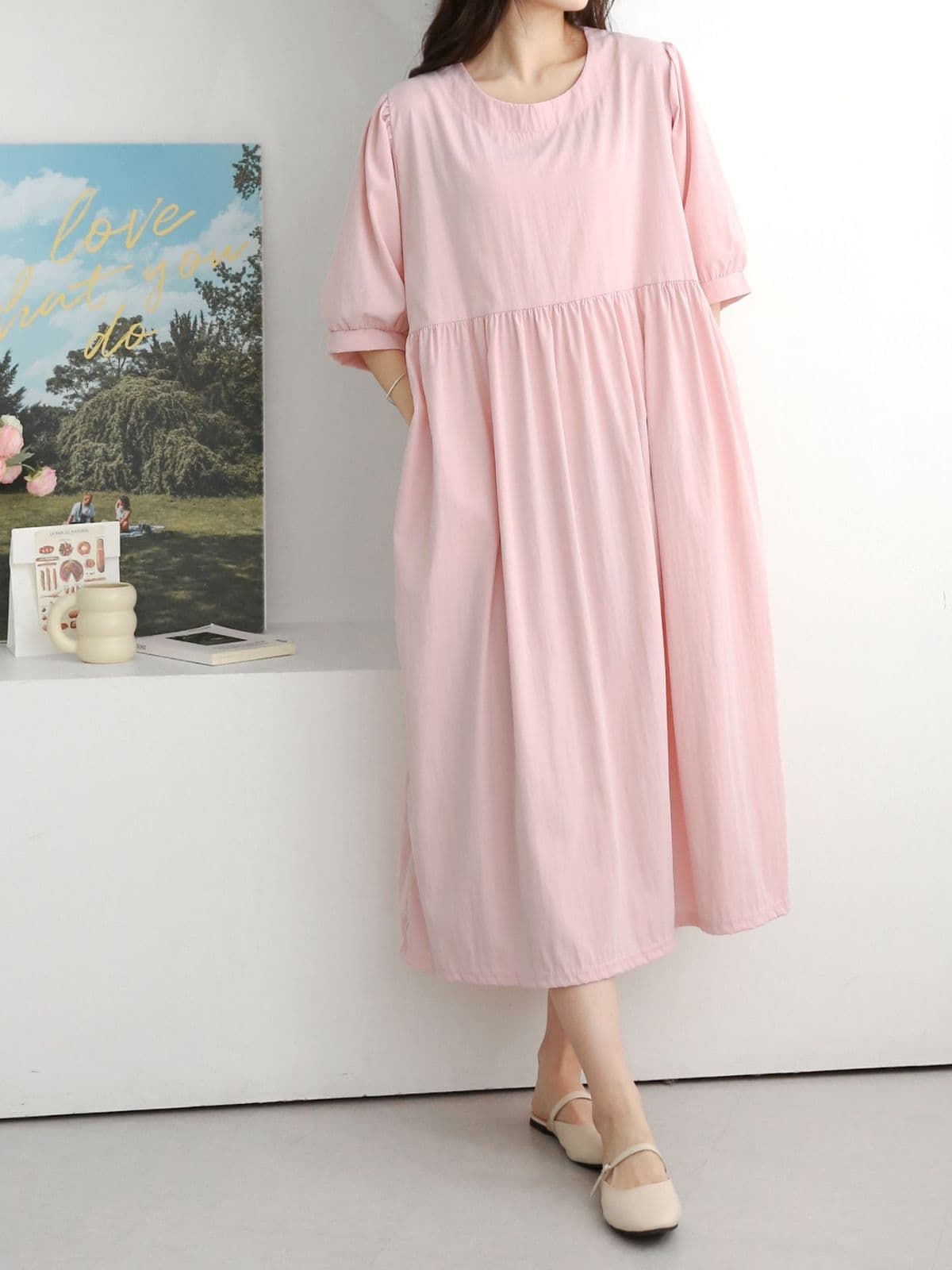 Perfume Short Sleeve Dress - 이미지 4