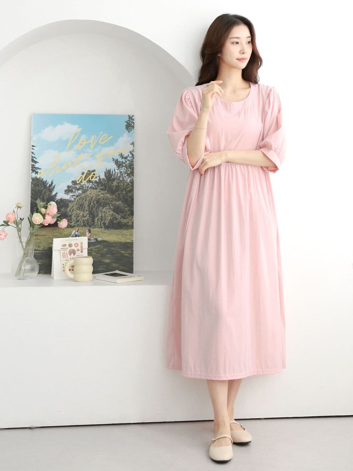 Perfume Short Sleeve Dress - 이미지 6