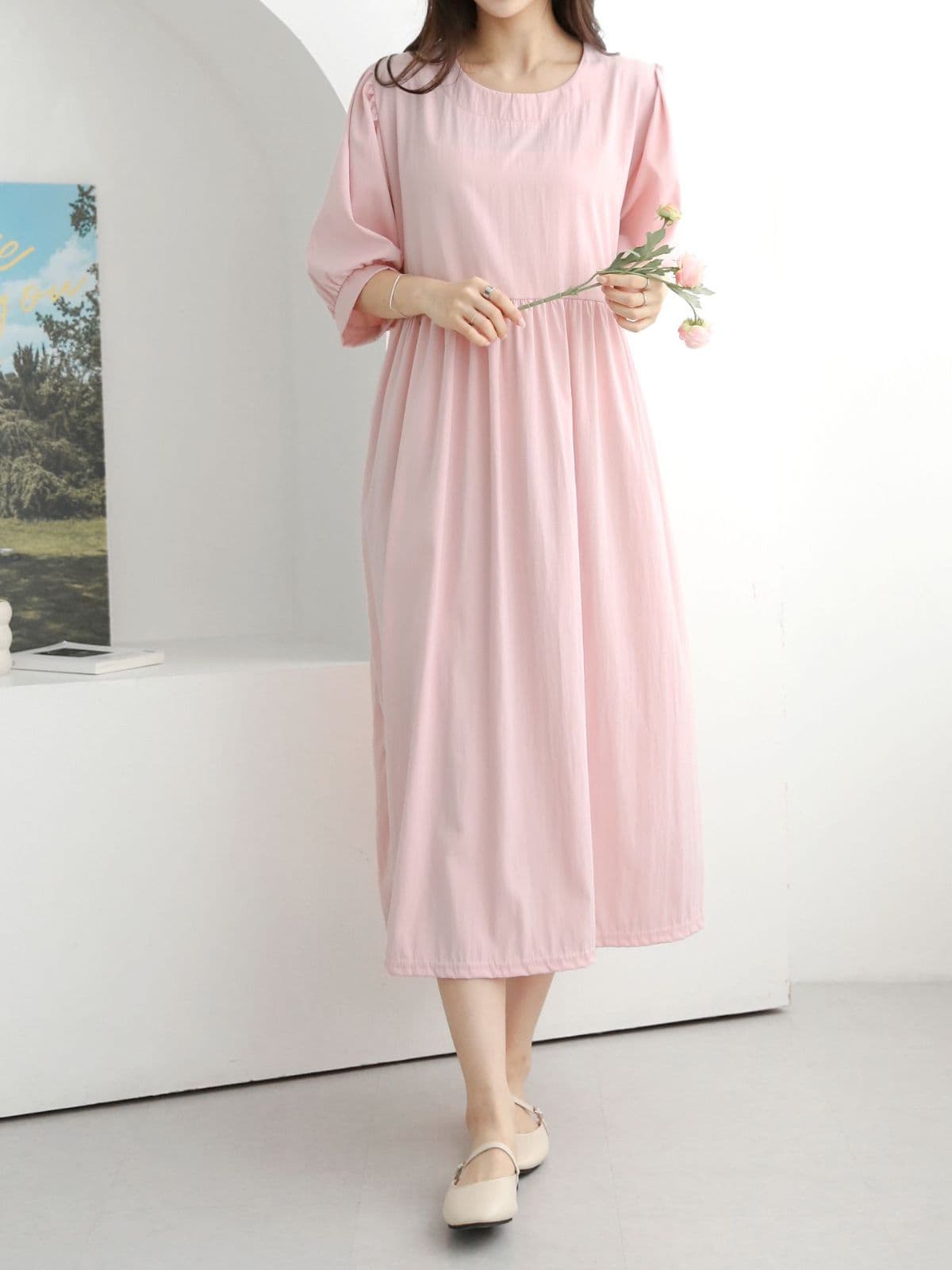 Perfume Short Sleeve Dress - 이미지 13
