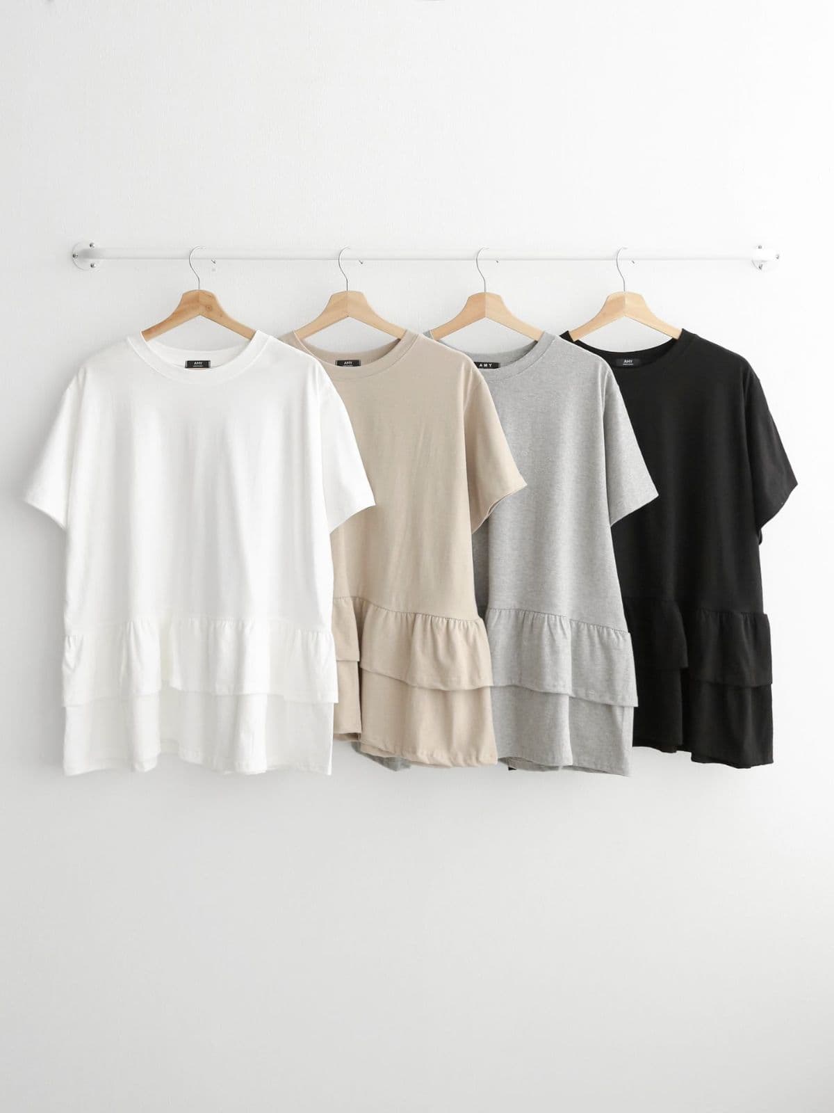 2-Tier Ruffle Boxy Short Sleeve T-Shirt - 이미지 1