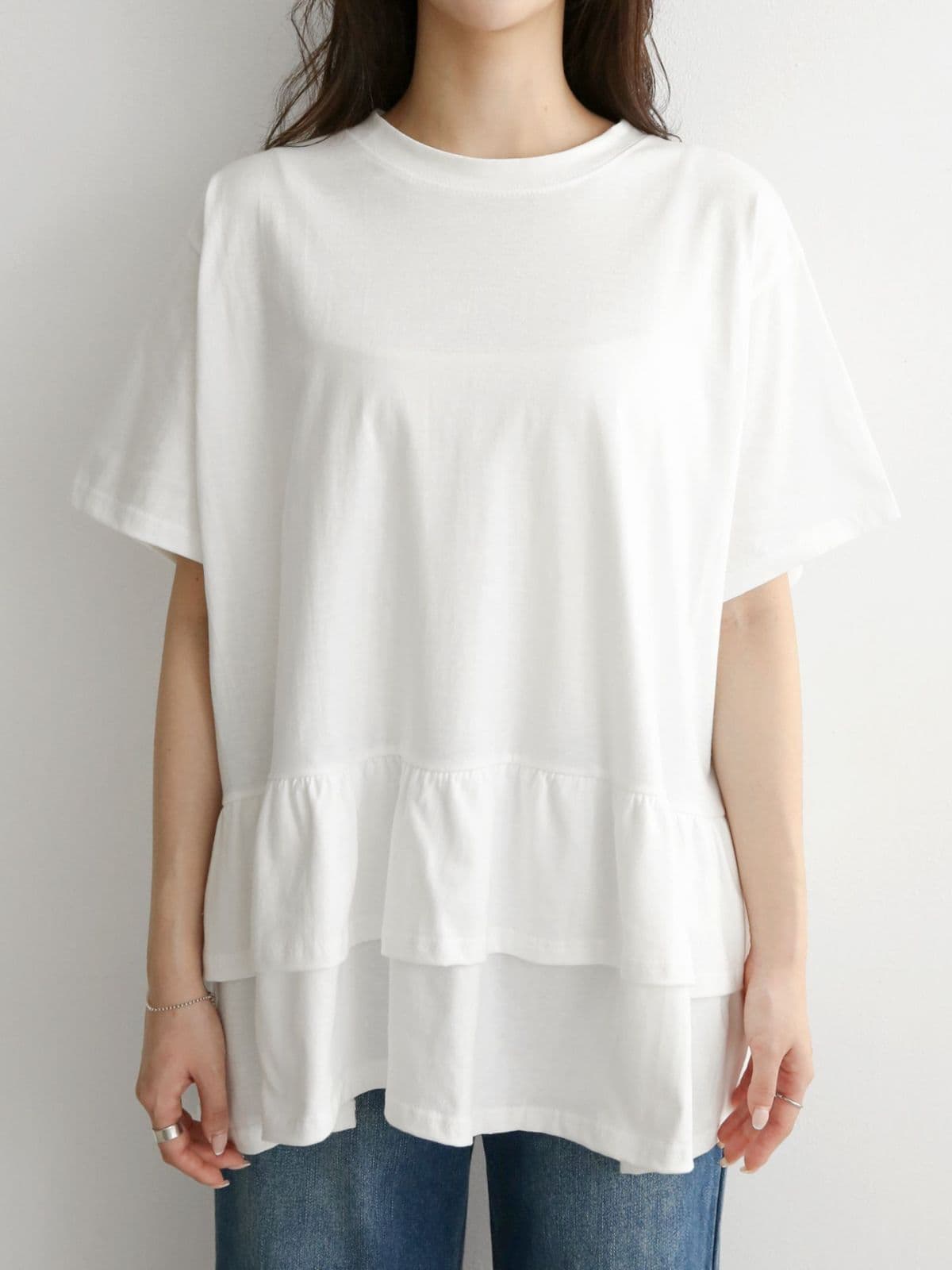 2-Tier Ruffle Boxy Short Sleeve T-Shirt - 이미지 7