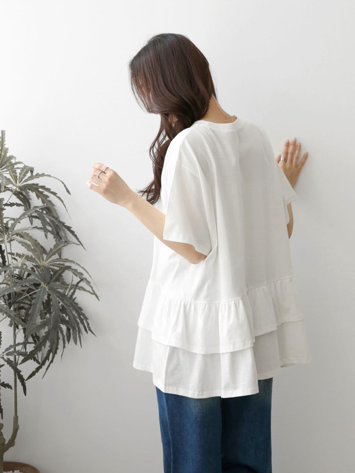 2-Tier Ruffle Boxy Short Sleeve T-Shirt - 이미지 8