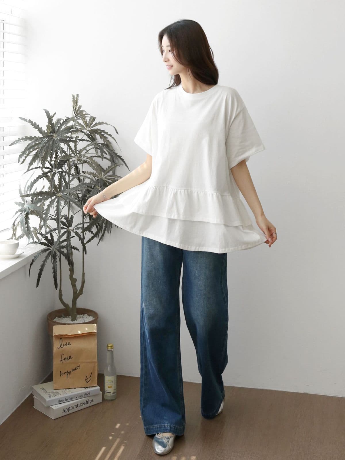 2-Tier Ruffle Boxy Short Sleeve T-Shirt - 이미지 10