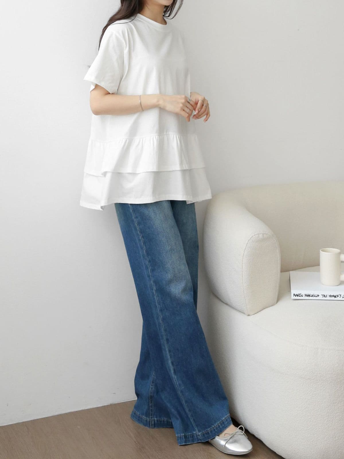 2-Tier Ruffle Boxy Short Sleeve T-Shirt - 이미지 14