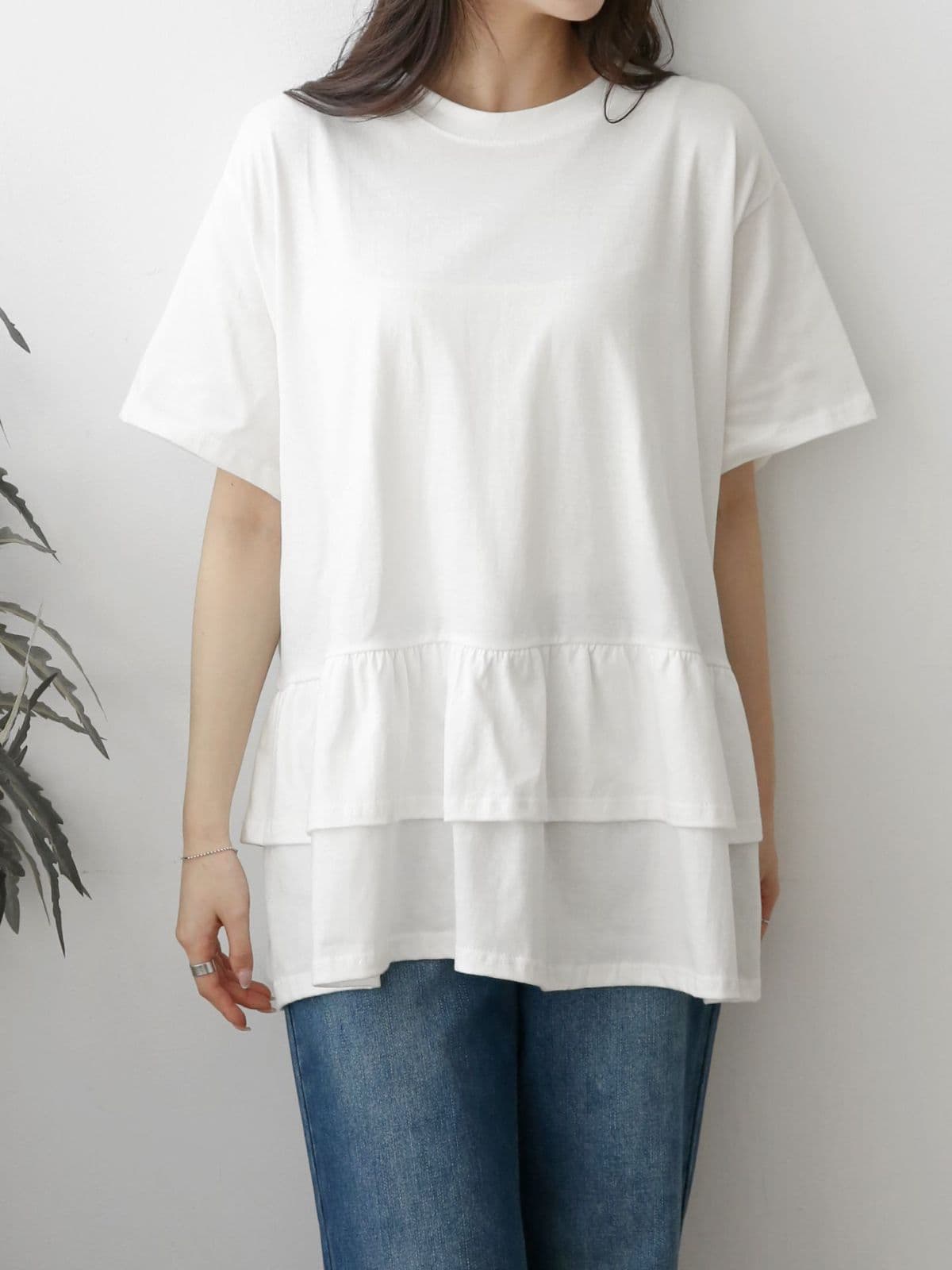 2-Tier Ruffle Boxy Short Sleeve T-Shirt - 이미지 16