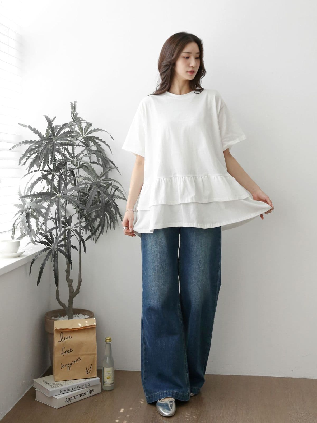 2-Tier Ruffle Boxy Short Sleeve T-Shirt - 이미지 18