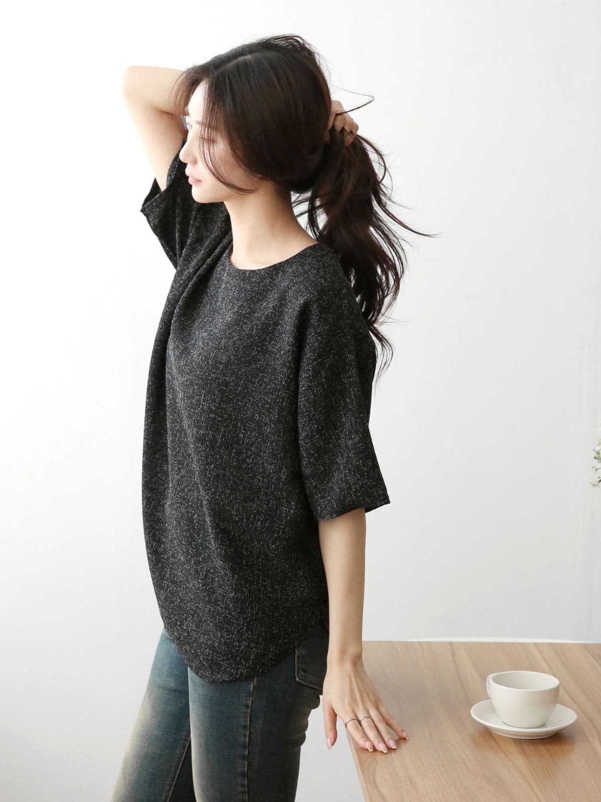 Tweed Boxy T-shirt - 이미지 3