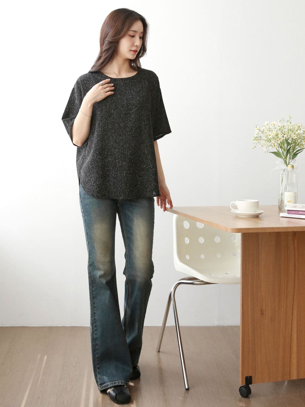 Tweed Boxy T-shirt - 이미지 11