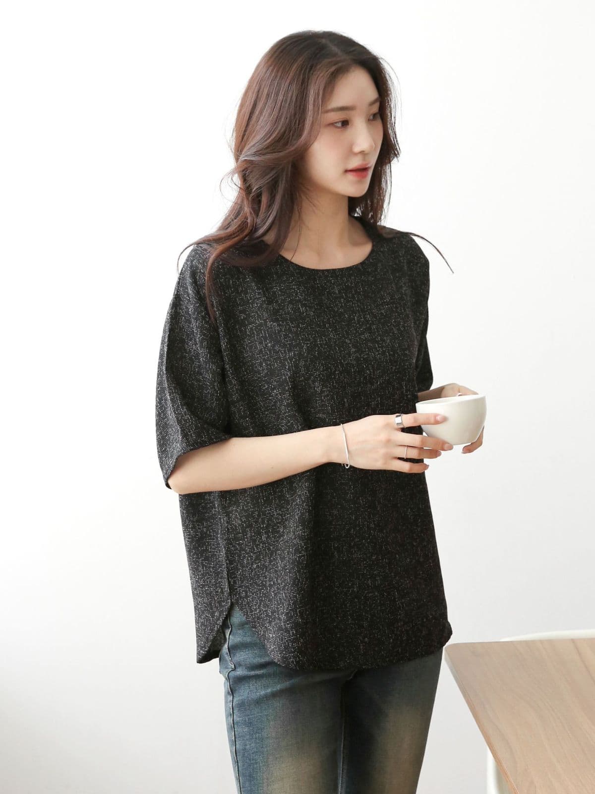 Tweed Boxy T-shirt - 이미지 13