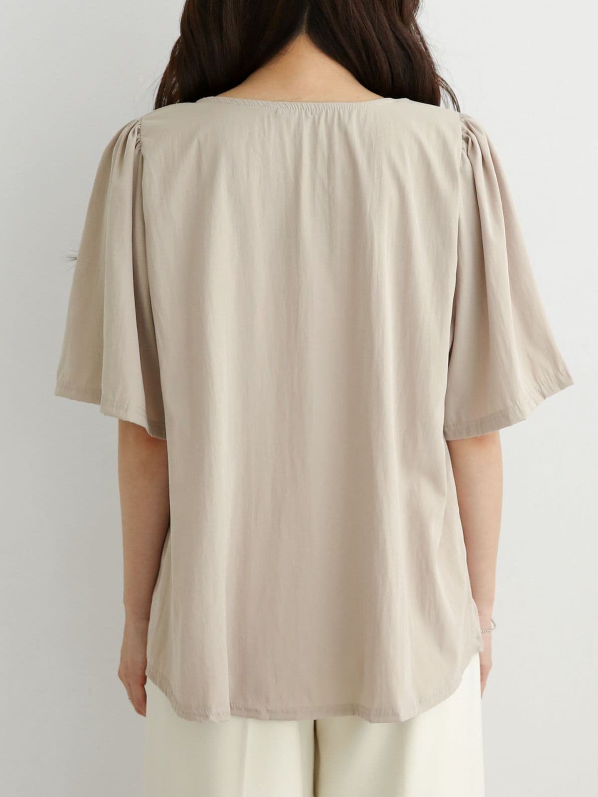 Double-line shirring short-sleeve T-shirt - 이미지 7