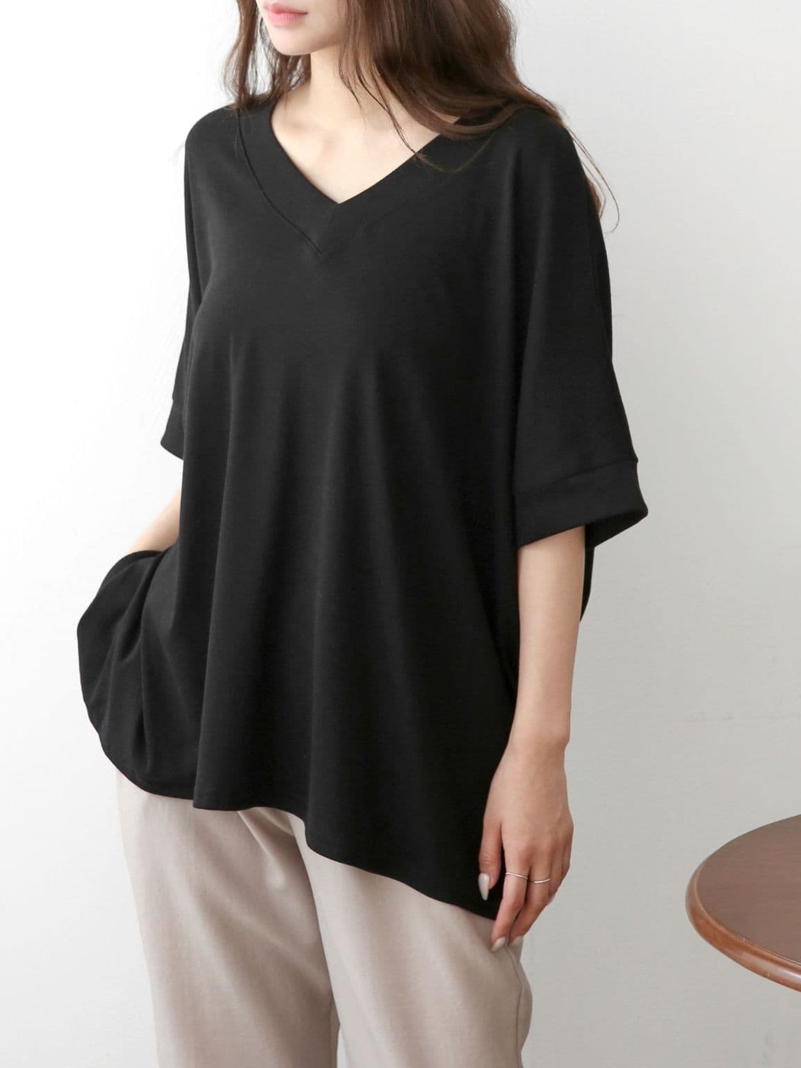 Layered V-neck Stingray Short Sleeve - 이미지 5