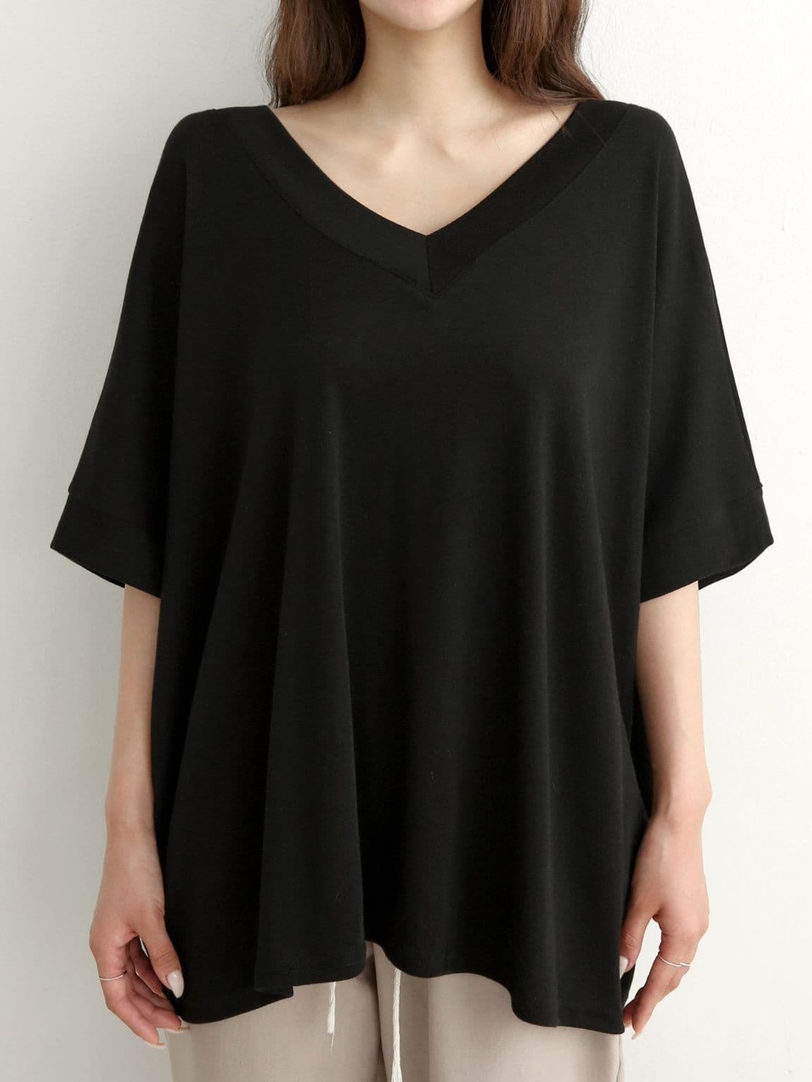 Layered V-neck Stingray Short Sleeve - 이미지 9