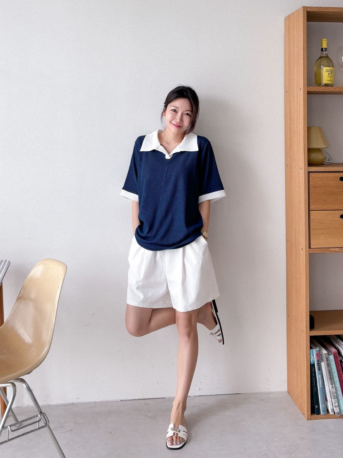 Open collar T - 이미지 5