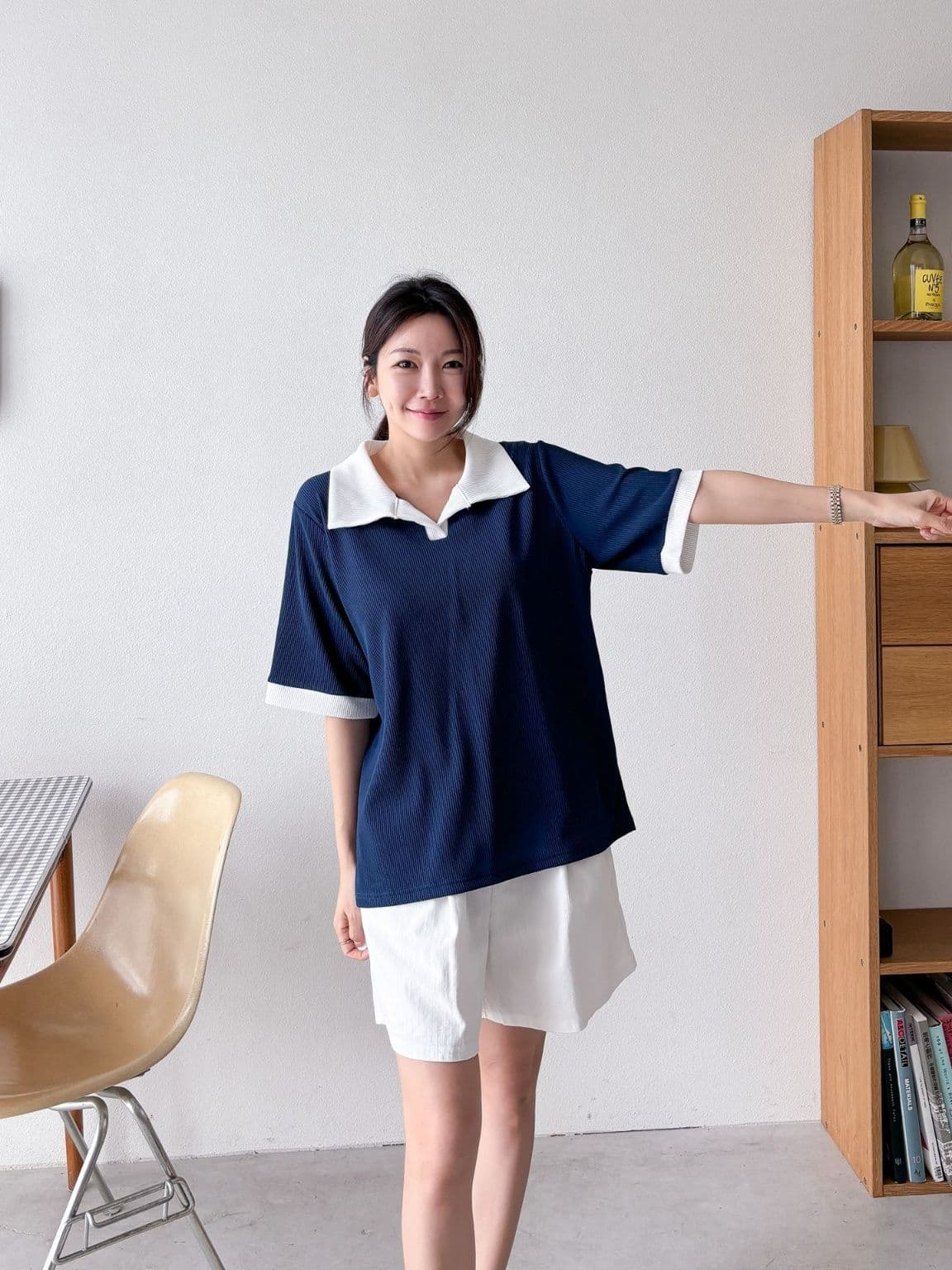 Open collar T - 이미지 10
