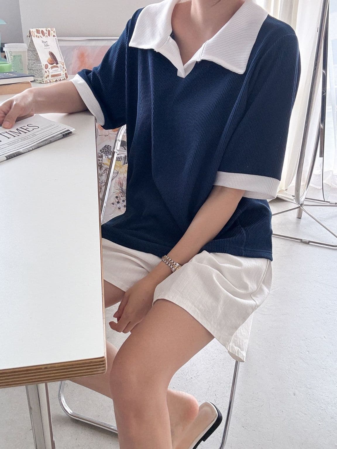 Open collar T - 이미지 11