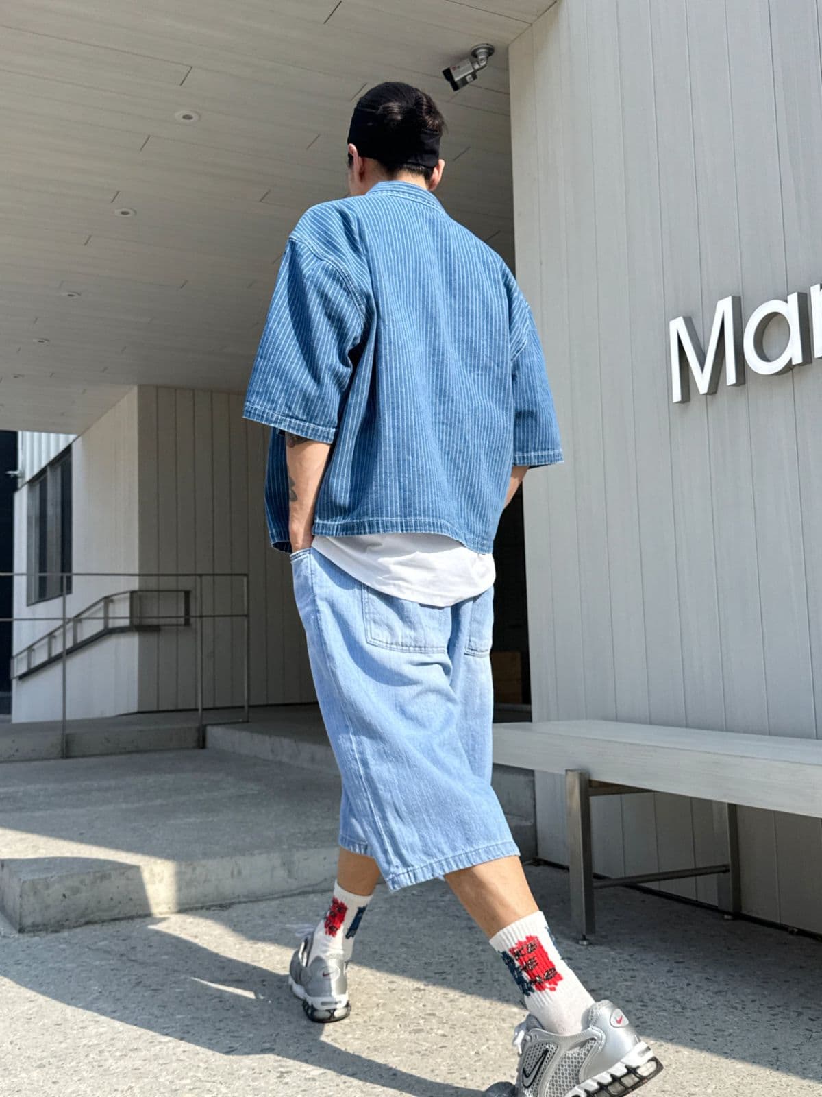 Elastic Waist Linen Denim Bermuda Shorts Light Wash, Dark Wash 2380 2381 - 이미지 6