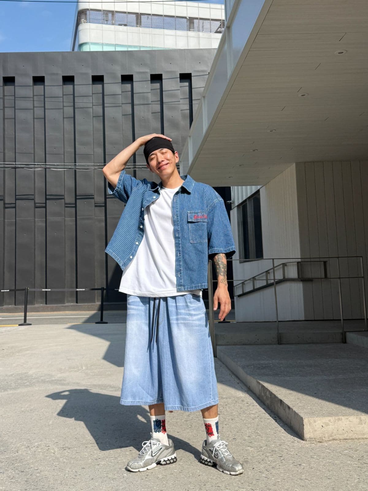 Elastic Waist Linen Denim Bermuda Shorts Light Wash, Dark Wash 2380 2381 - 이미지 7