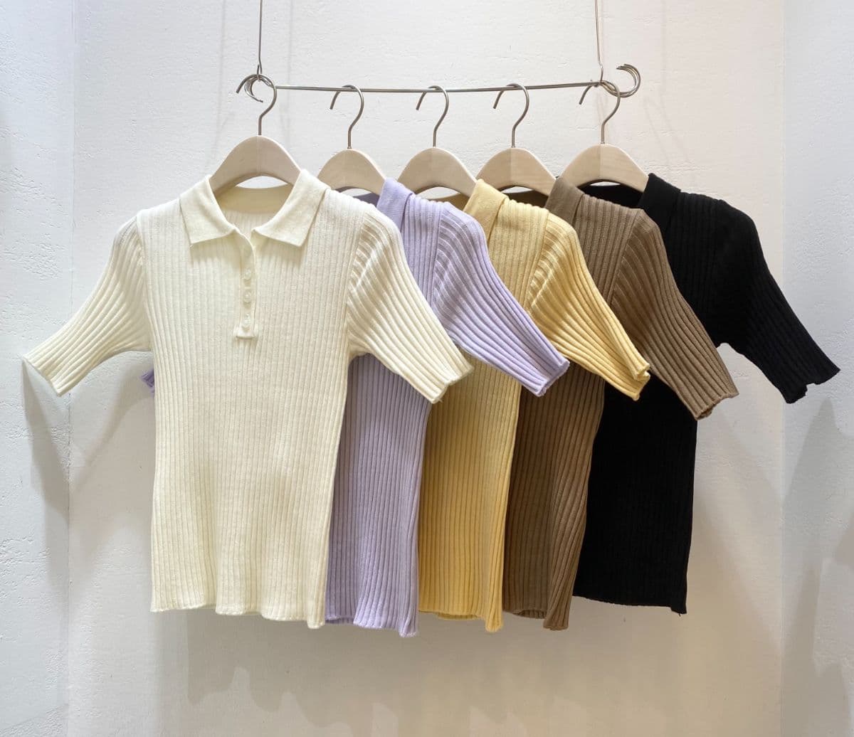 Betty Button Collar T-shirt - 이미지 2