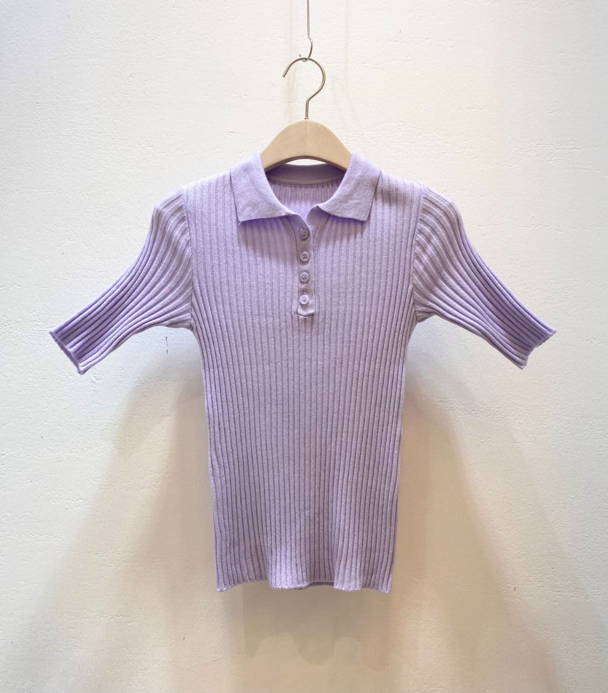 Betty Button Collar T-shirt - 이미지 6