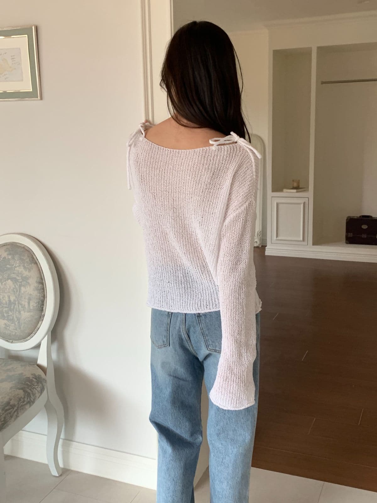 Cream shoulder strap knit - 이미지 8