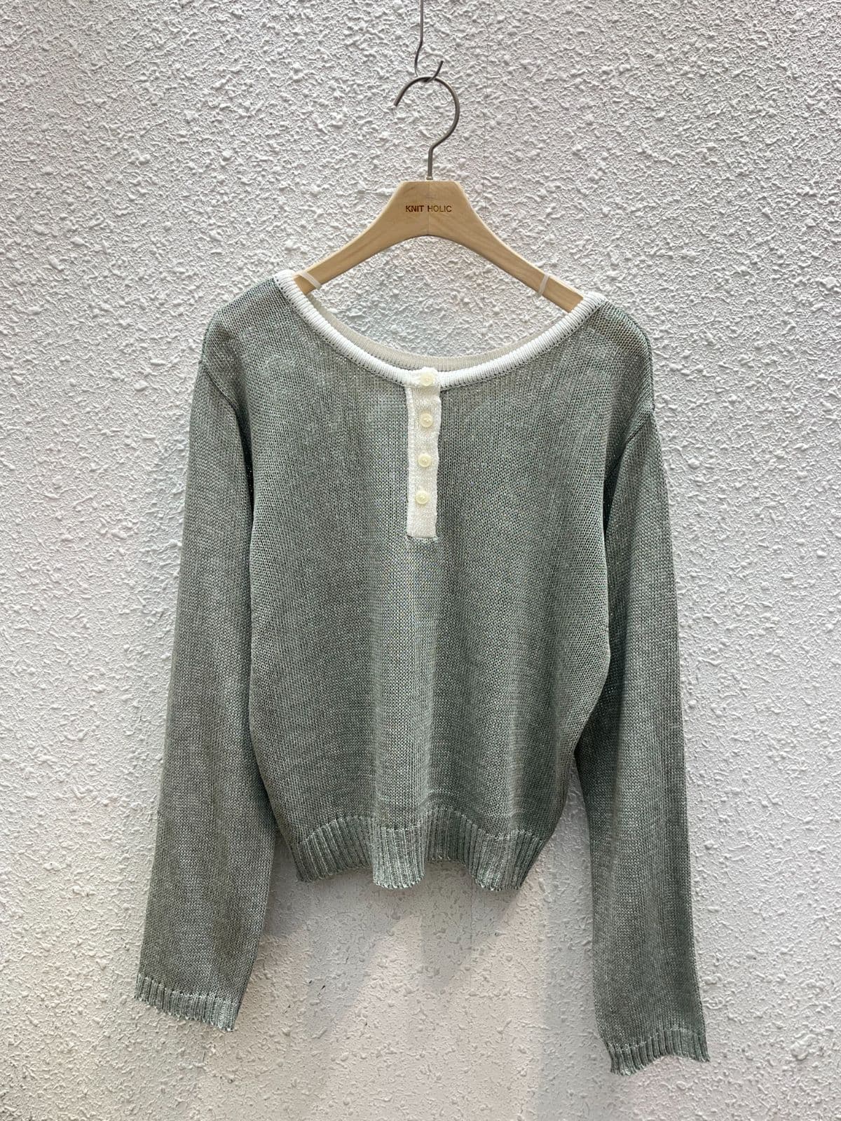 Contrast Henley Neck R - 이미지 5