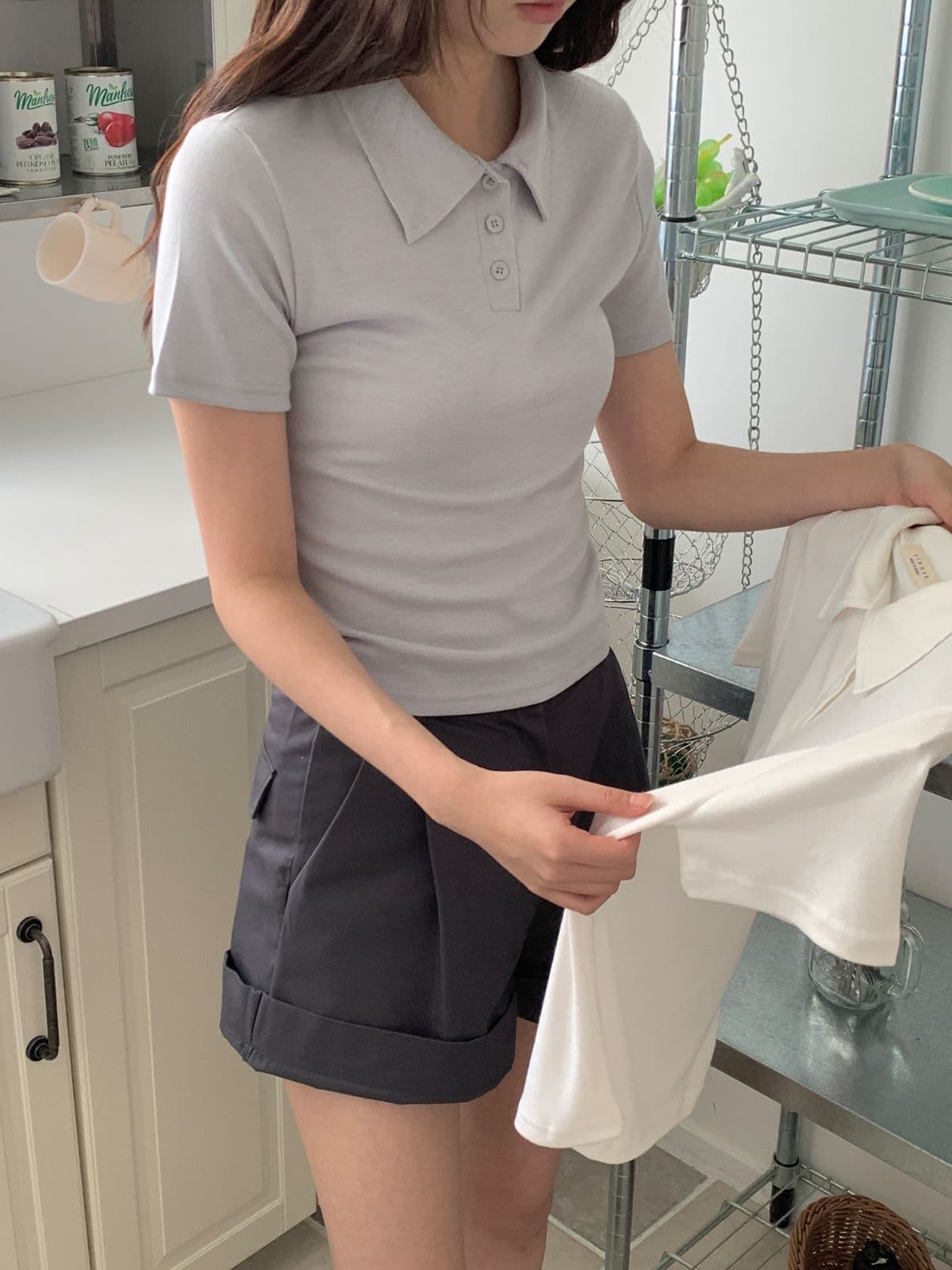 Bagel Collar T-shirt - 이미지 4