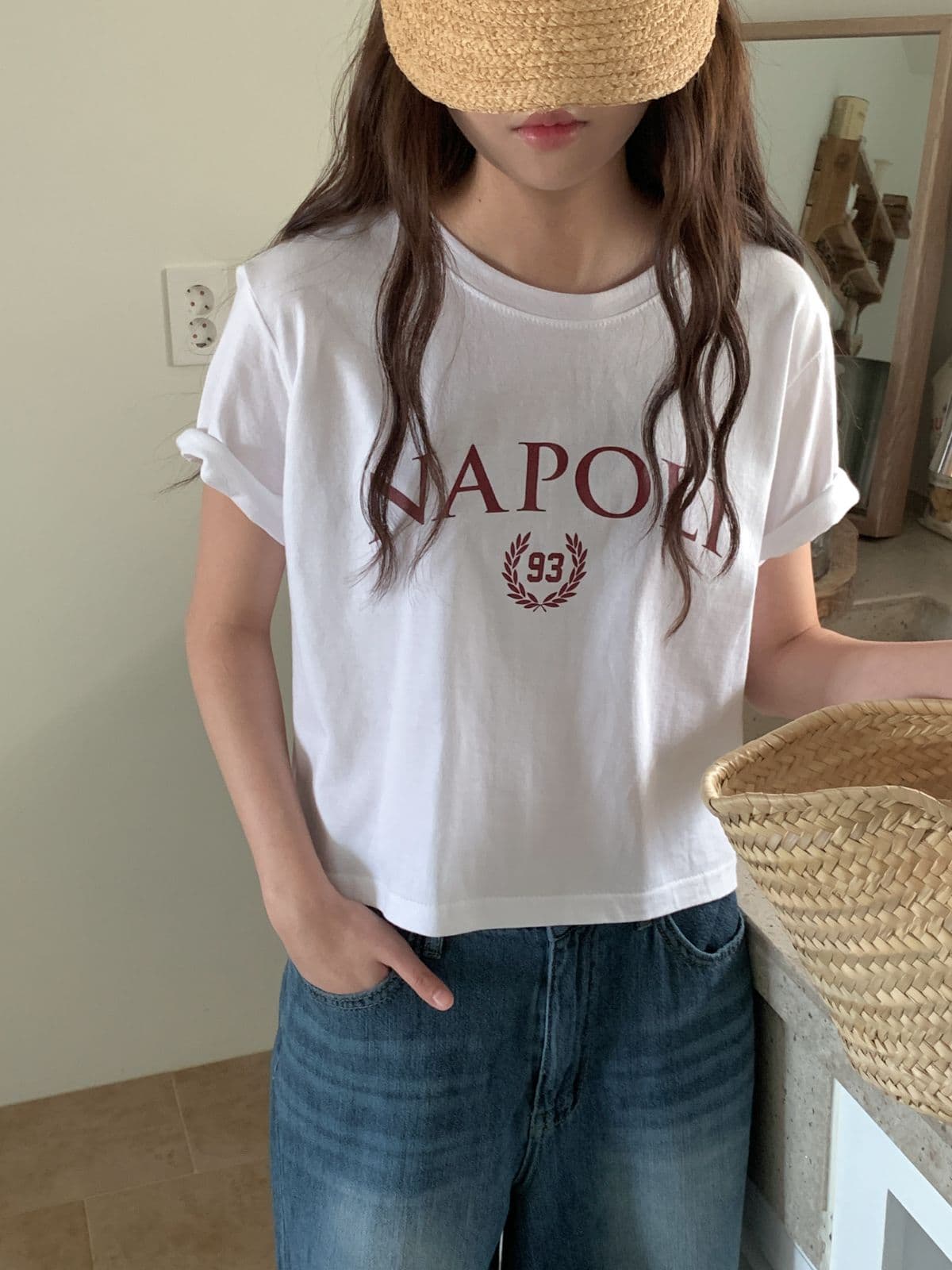 Napoli cropped short-sleeve T-shirt - 이미지 3