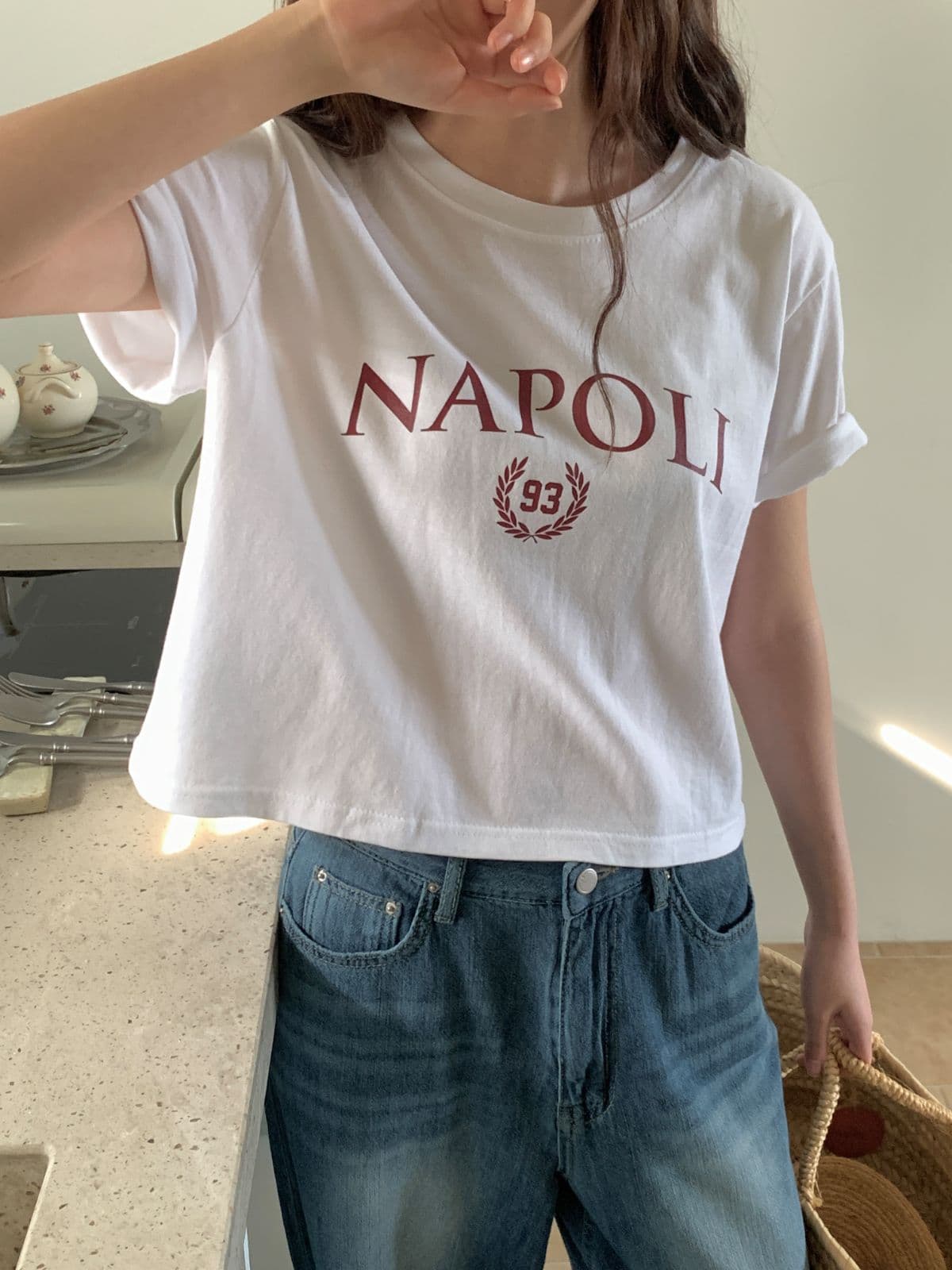 Napoli cropped short-sleeve T-shirt - 이미지 6