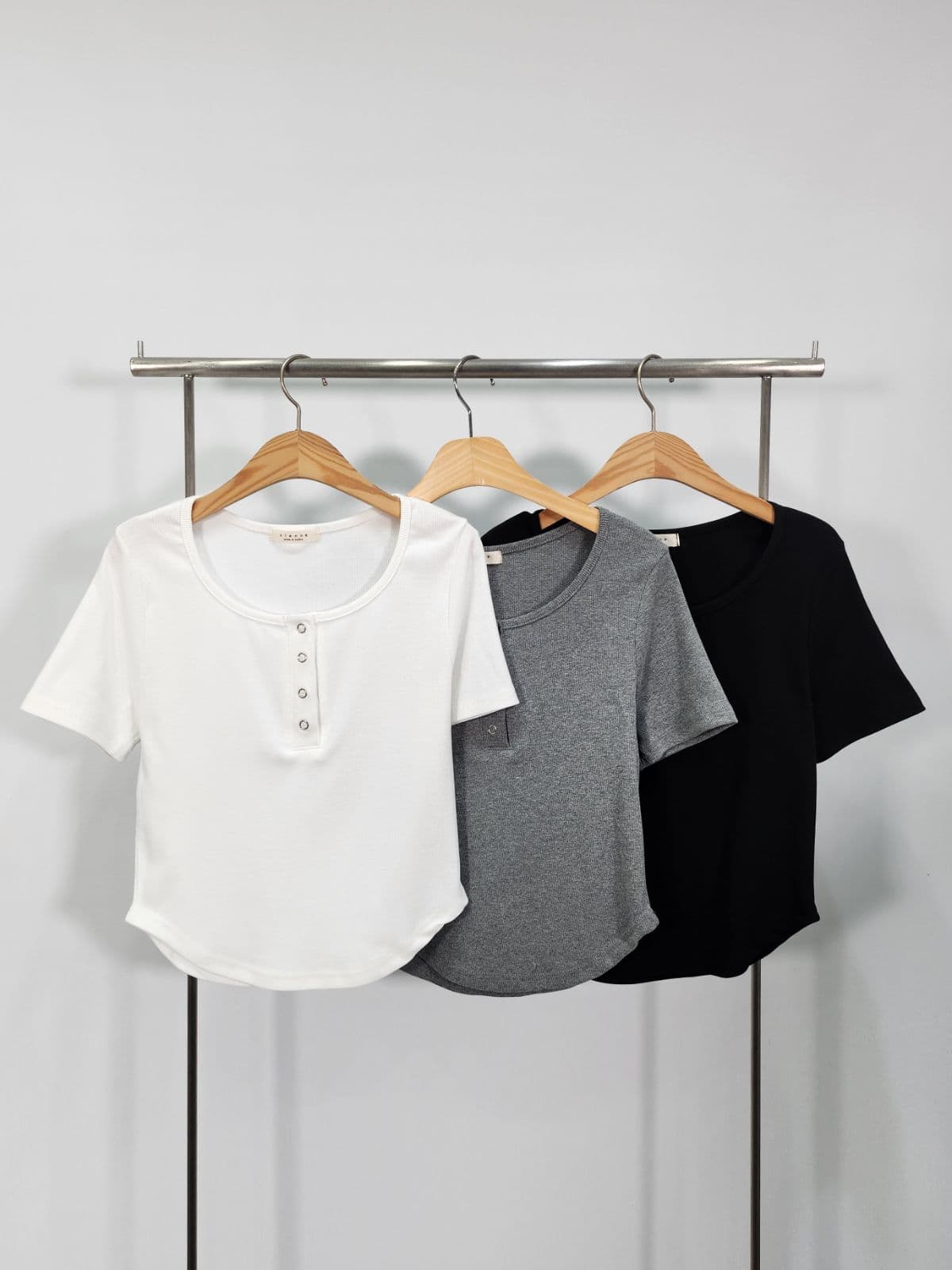 Dot ribbed short sleeve T-shirt - 이미지 5