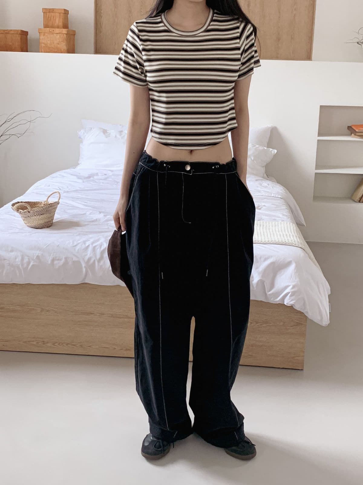 Ringo T-shirt with striped short sleeves - 이미지 1