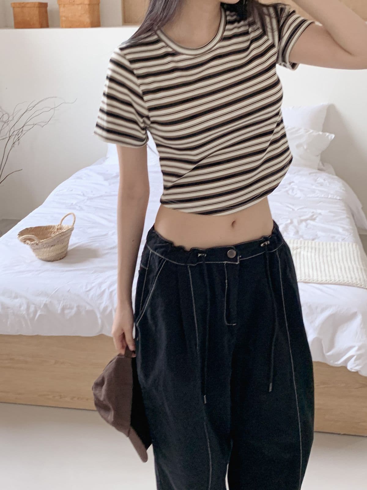 Ringo T-shirt with striped short sleeves - 이미지 3