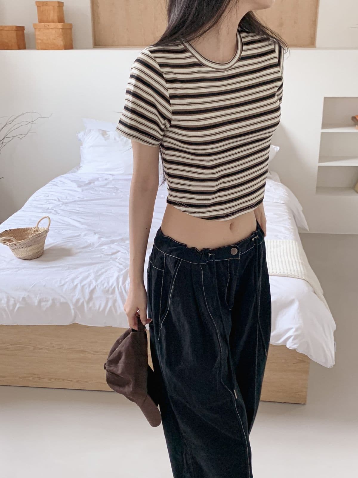 Ringo T-shirt with striped short sleeves - 이미지 4