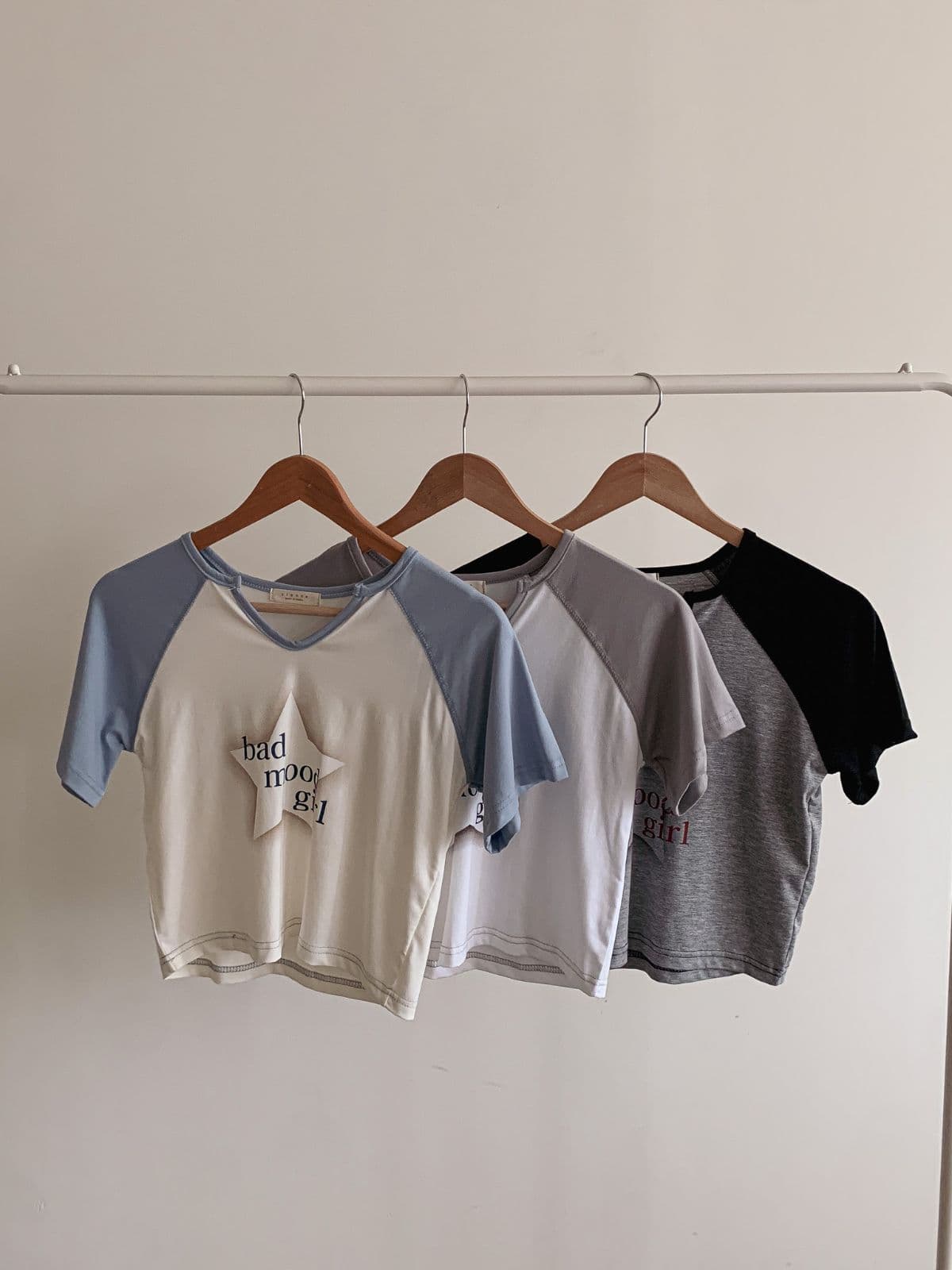 Mood Girl Color Block Short Sleeve T-shirt - 이미지 6