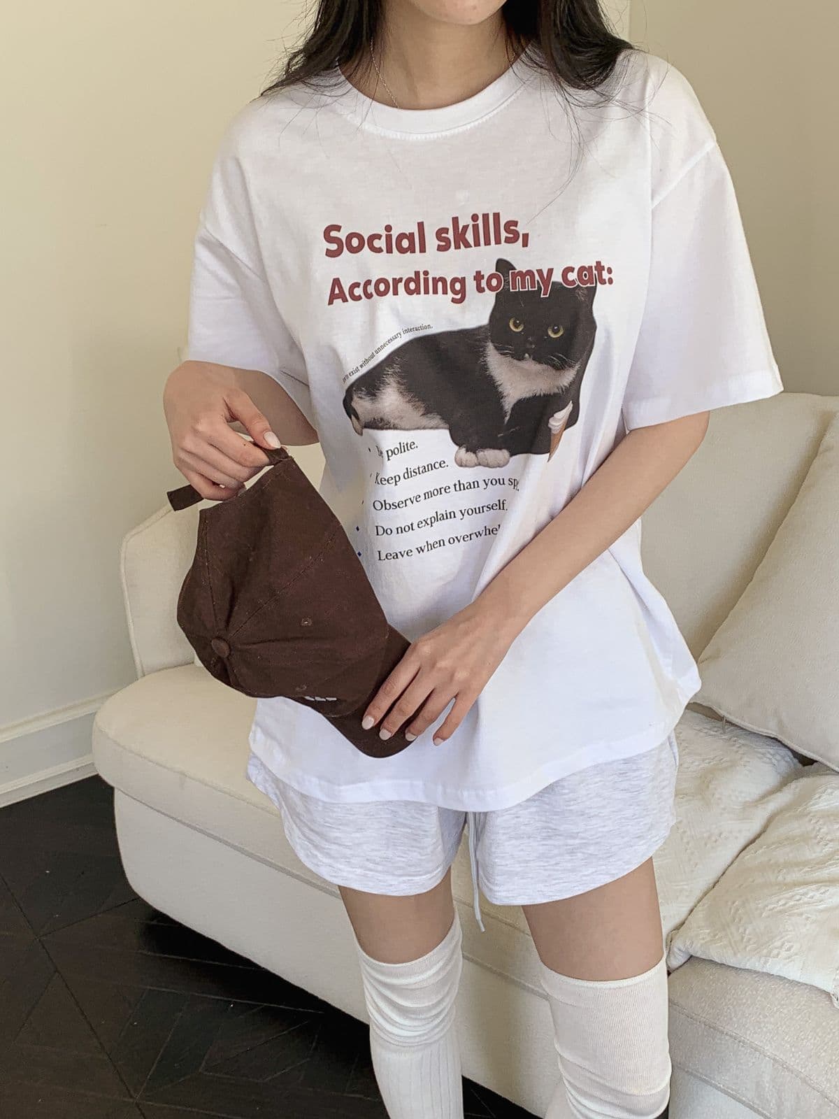 Social Cat Basic Short Sleeve T-shirt - 이미지 4