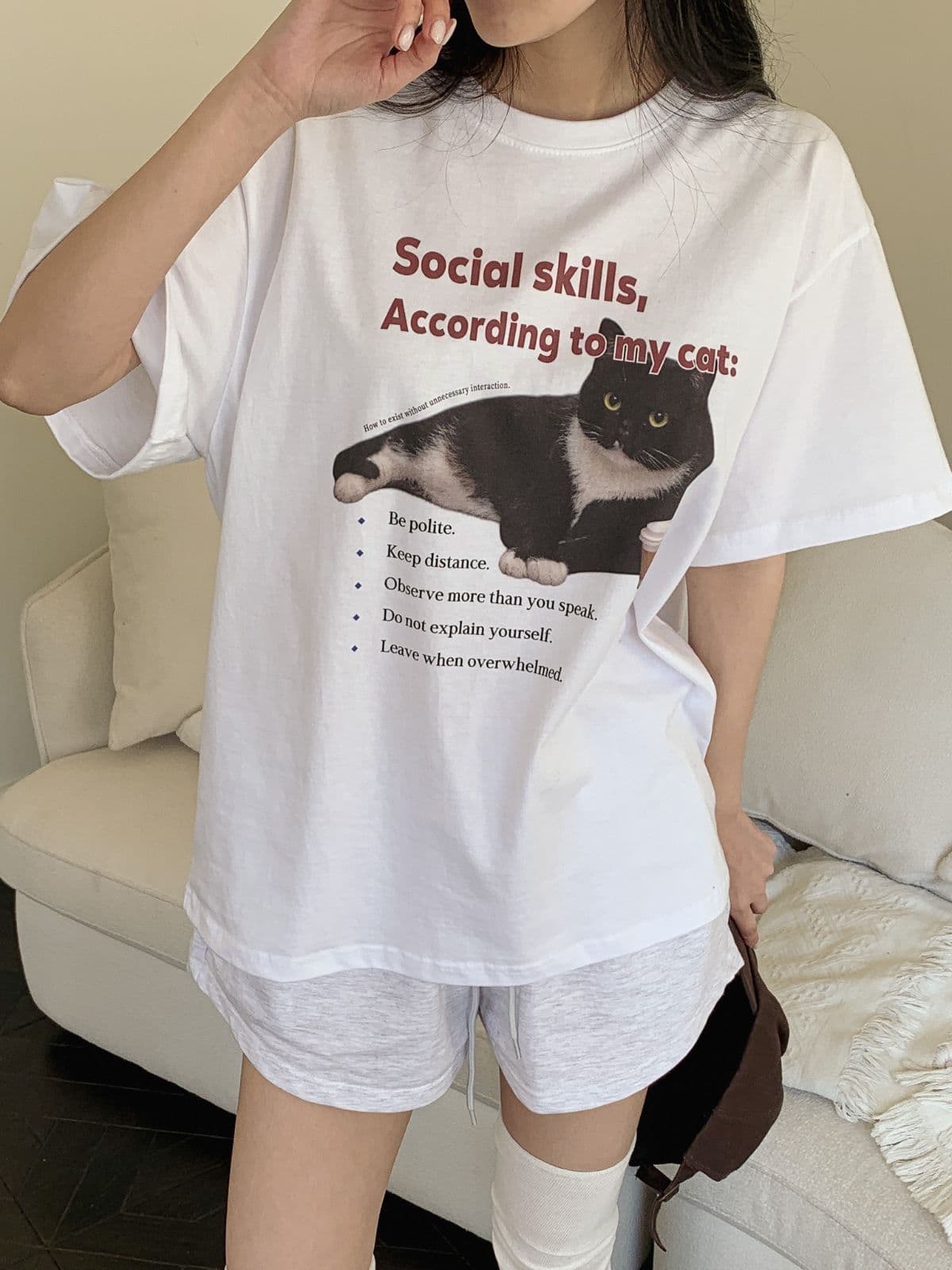 Social Cat Basic Short Sleeve T-shirt - 이미지 5
