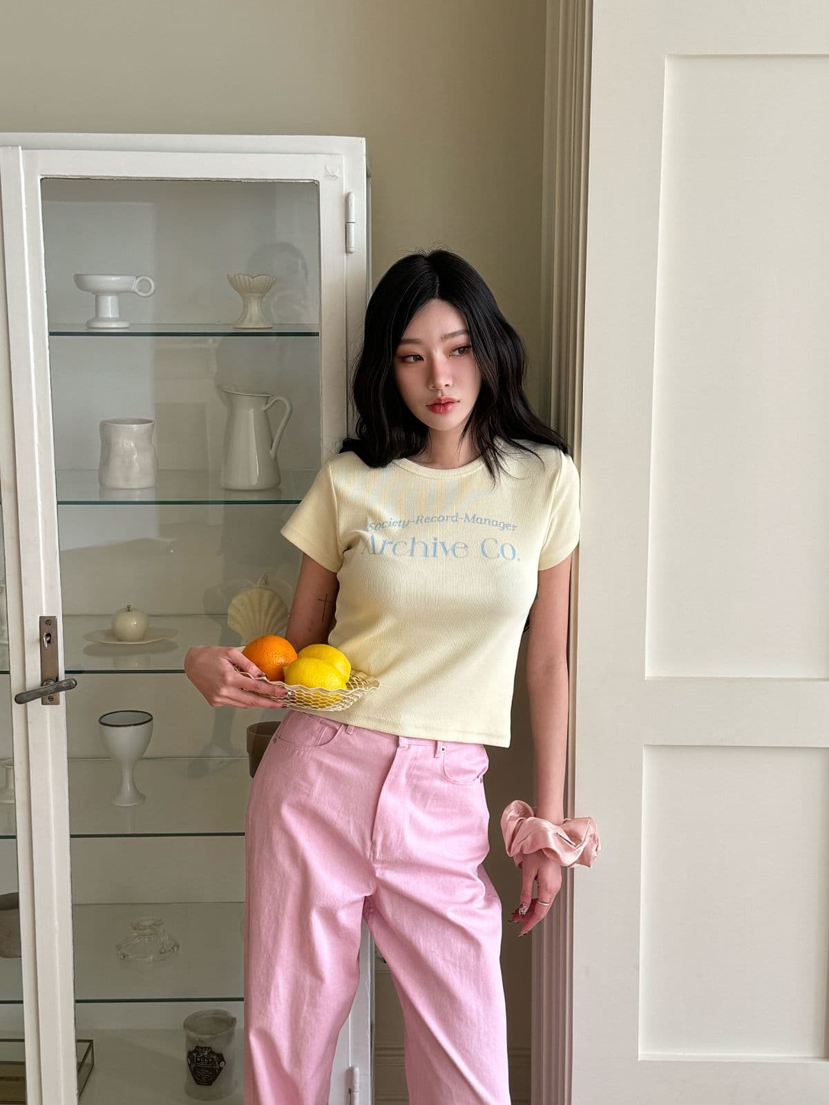 Akari Ribbed Slim Short Sleeve T-shirt - 이미지 6