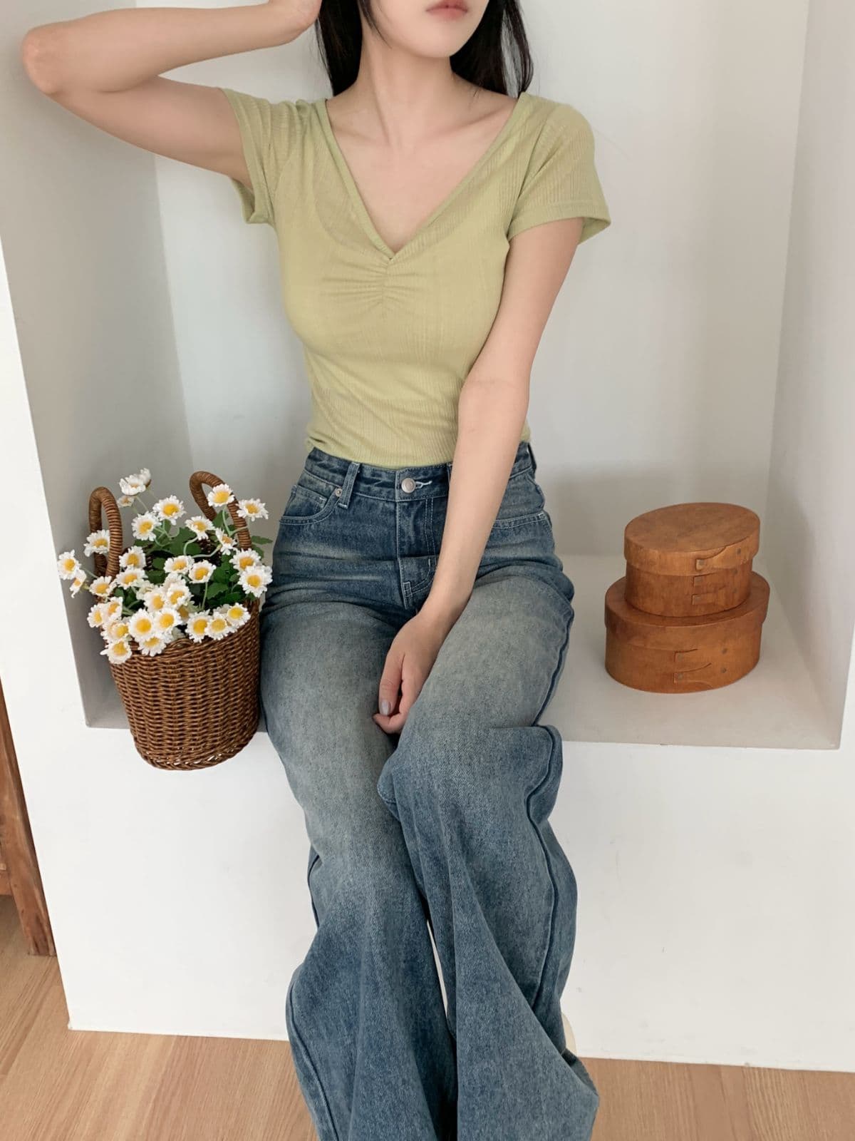 Excitement Shirred Short Sleeve T-shirt - 이미지 4