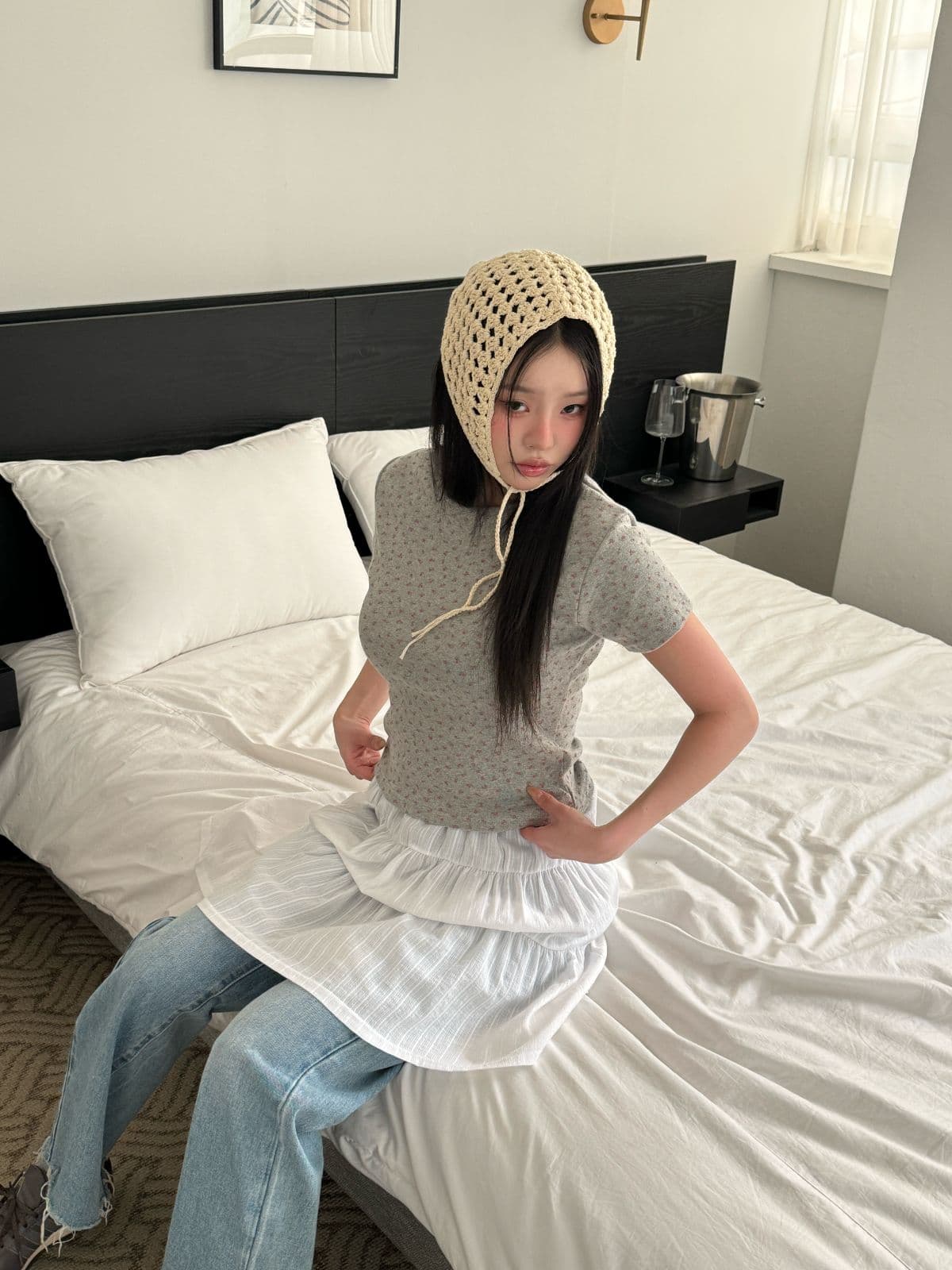 Flower crop short sleeves - 이미지 1