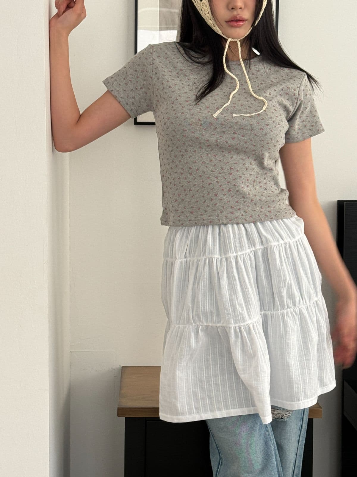 Flower crop short sleeves - 이미지 4