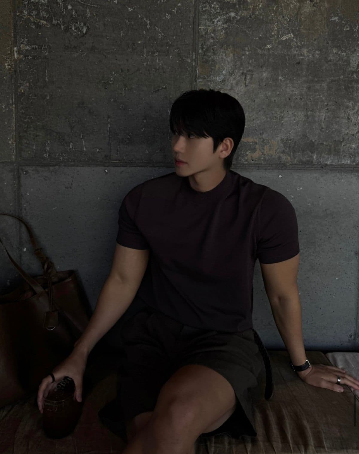 Wool Blend Spandex Slim Fit Half-Neck Short-Sleeve Knit Tee - 이미지 3