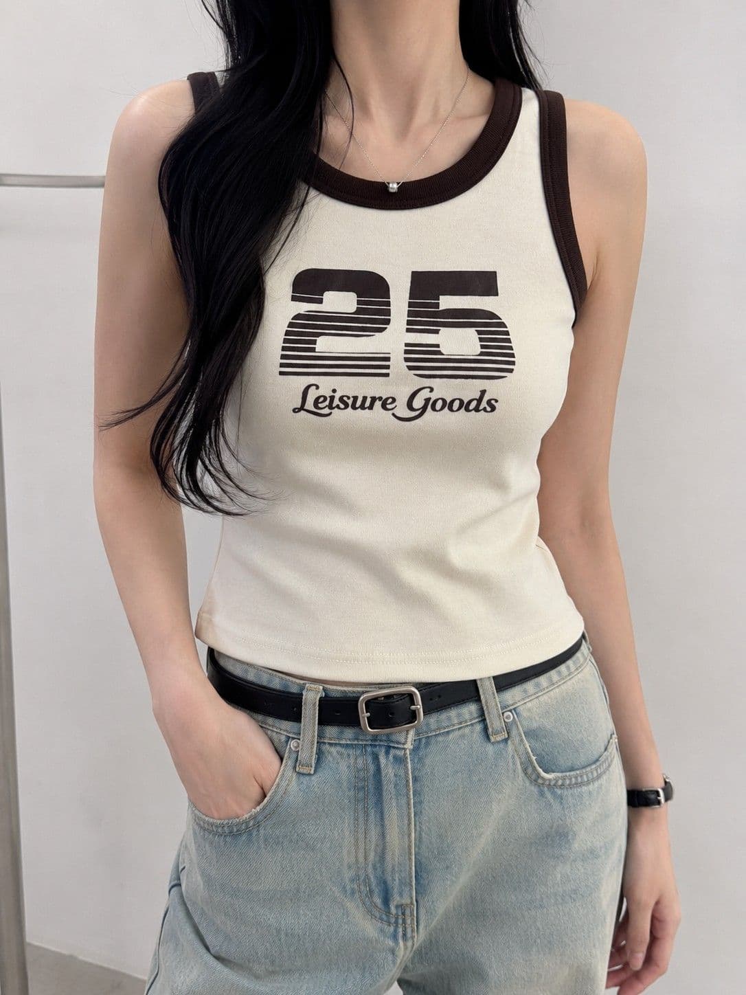 Leisure color-block sleeveless top - 이미지 4