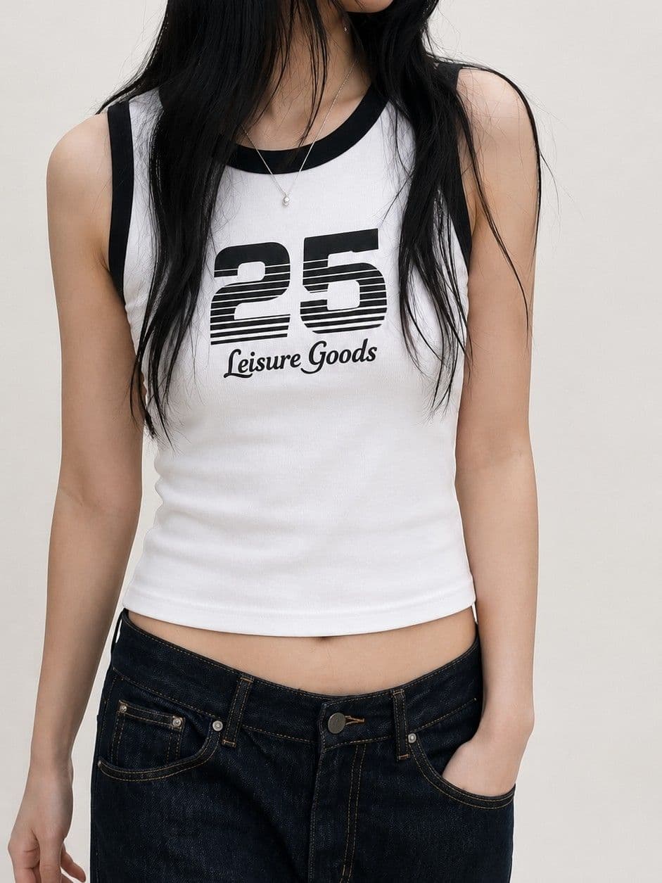 Leisure color-block sleeveless top - 이미지 5