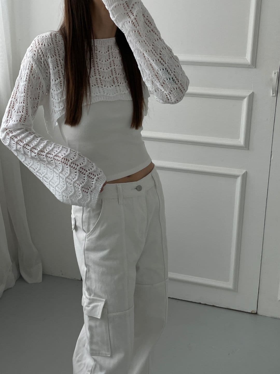 Short crop boat neck - 이미지 1